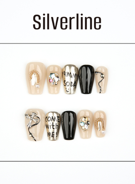 silverline 黑金时代甜酷辣妹风2023年新款手工穿戴甲美甲贴成品