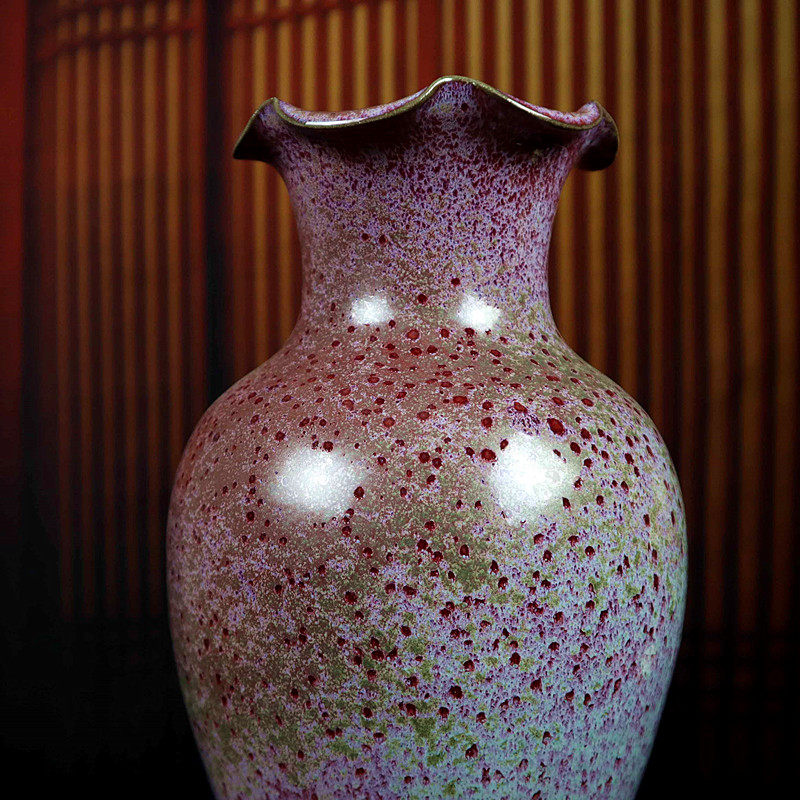 禹州神后镇钧瓷花瓶卢晓鹏手工卢钧釉中式钧窑变卧室台面插花花器