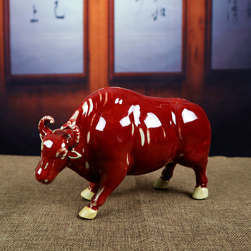 高档禹州钧窑五牛图商务礼品办公室台面摆件钧瓷大宋官窑同款五牛