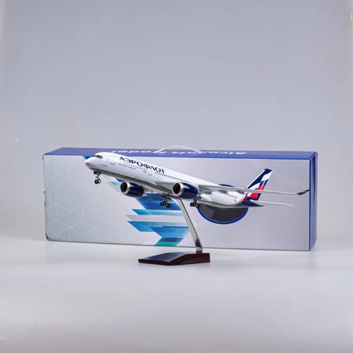俄罗斯航空Scale1:142 A350飞机模型47cm带灯带轮子仿真静态航模