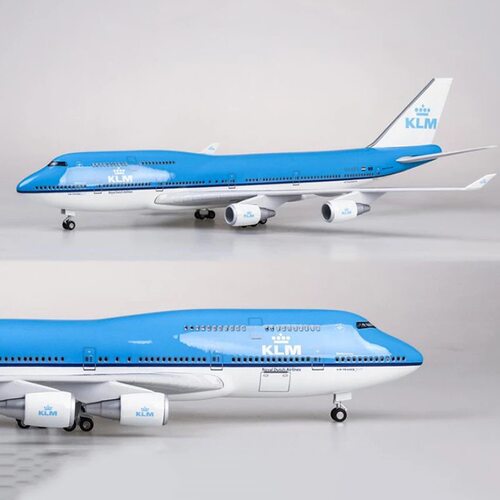 47CM波音B747荷兰航空仿真静态民航客机B747飞机模型带灯带轮