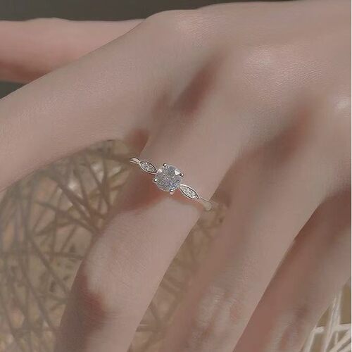 925银方糖戒指女小众设计开口食指指环求婚结婚送女友生日礼物