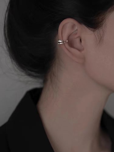 925银双层耳夹女轻奢耳钉耳骨夹无耳洞耳环高级感耳饰