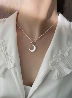 s925纯银月亮ot扣吊坠女吊坠项链