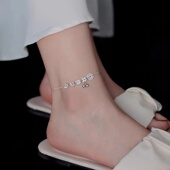 925纯银铜钱铃铛脚链女2023年新款 潮ins高级感设计足链夏