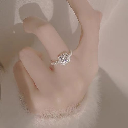 S925银小方糖戒指女2025新款爆款轻奢高级感食指素圈小众设计指