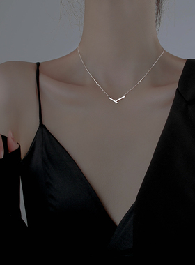 几何项链2022年新款女纯银项链女高级设计感小众简约锁骨链