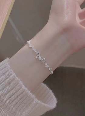 925纯银爱心蝴蝶结手链女轻奢小众精致2024新款爆款高级感手饰