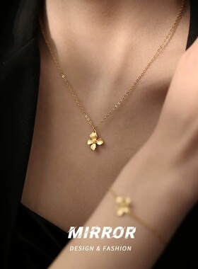925纯银栀子花吊坠项链女锁骨链高级感小众设计2025年新款