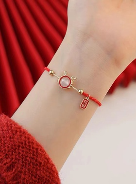 925银龙年红绳手链女2023年新款手镯小众轻奢高级感本命年手饰