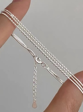 925纯银多层圆珠手链轻奢小众爆款手镯高级感闺蜜女手串