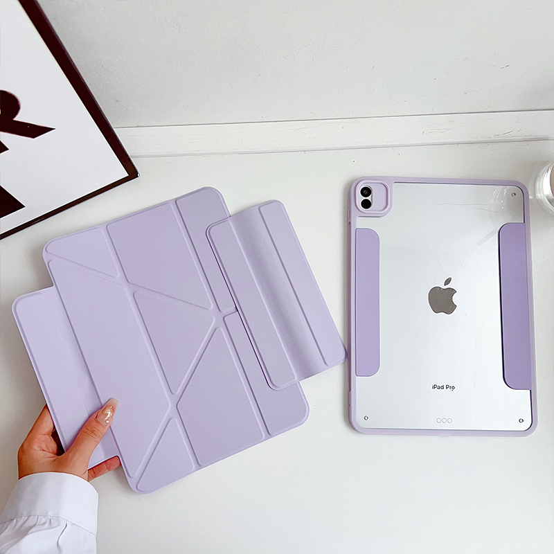 适用ipad10平板套磁吸双面夹苹果Air13寸搭扣3+y折保护壳air456防弯摔mini7透明8/9代亚克力10.2寸三折无笔槽