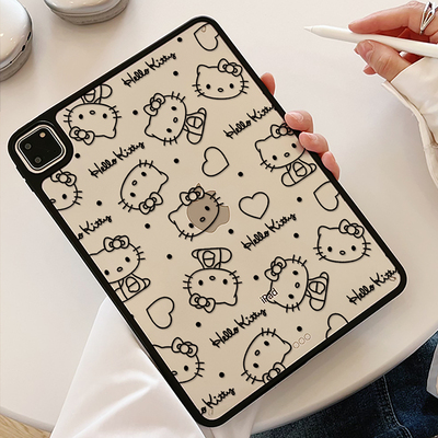 透明Kitty猫彩绘ipad10保护壳抗弯air654平板保护套苹果第11代亚克力mini6防弯壳2025新款Air7硬壳适用10.2寸
