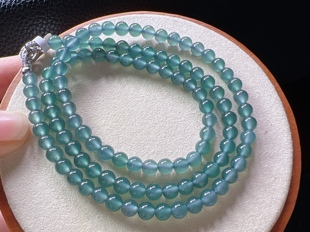 长款 共108颗 项链 天然翡翠A货卡5.9 天然翡翠A货冰种蓝水珠链