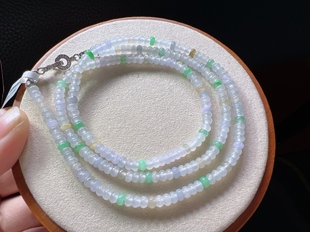 毛衣链 2.9总长60公分 缅甸天然翡翠A货冰种算盘珠项链 卡4.5