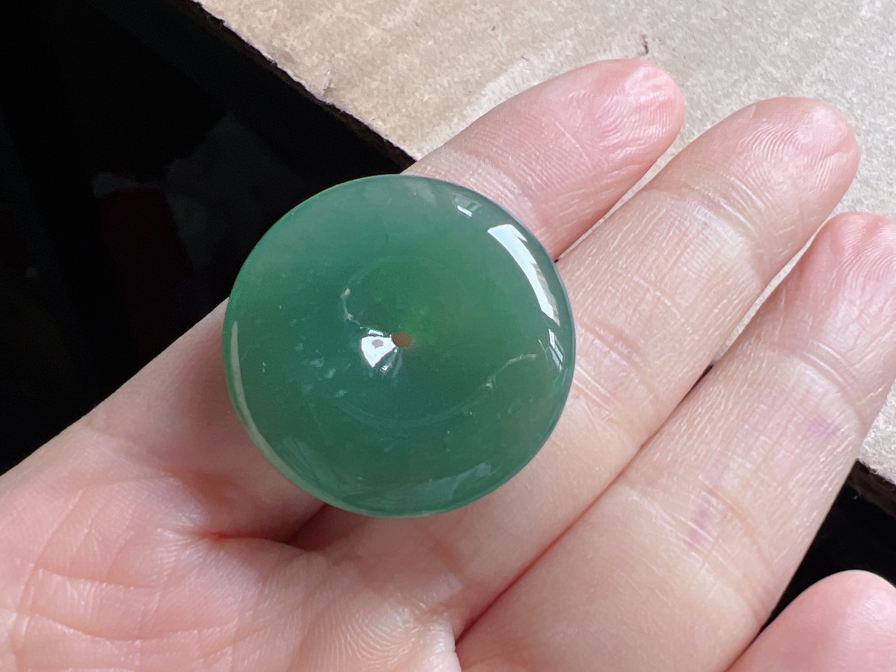 天然翡翠A货冰蓝绿平安扣吊坠，28.1-5.3，8.74g