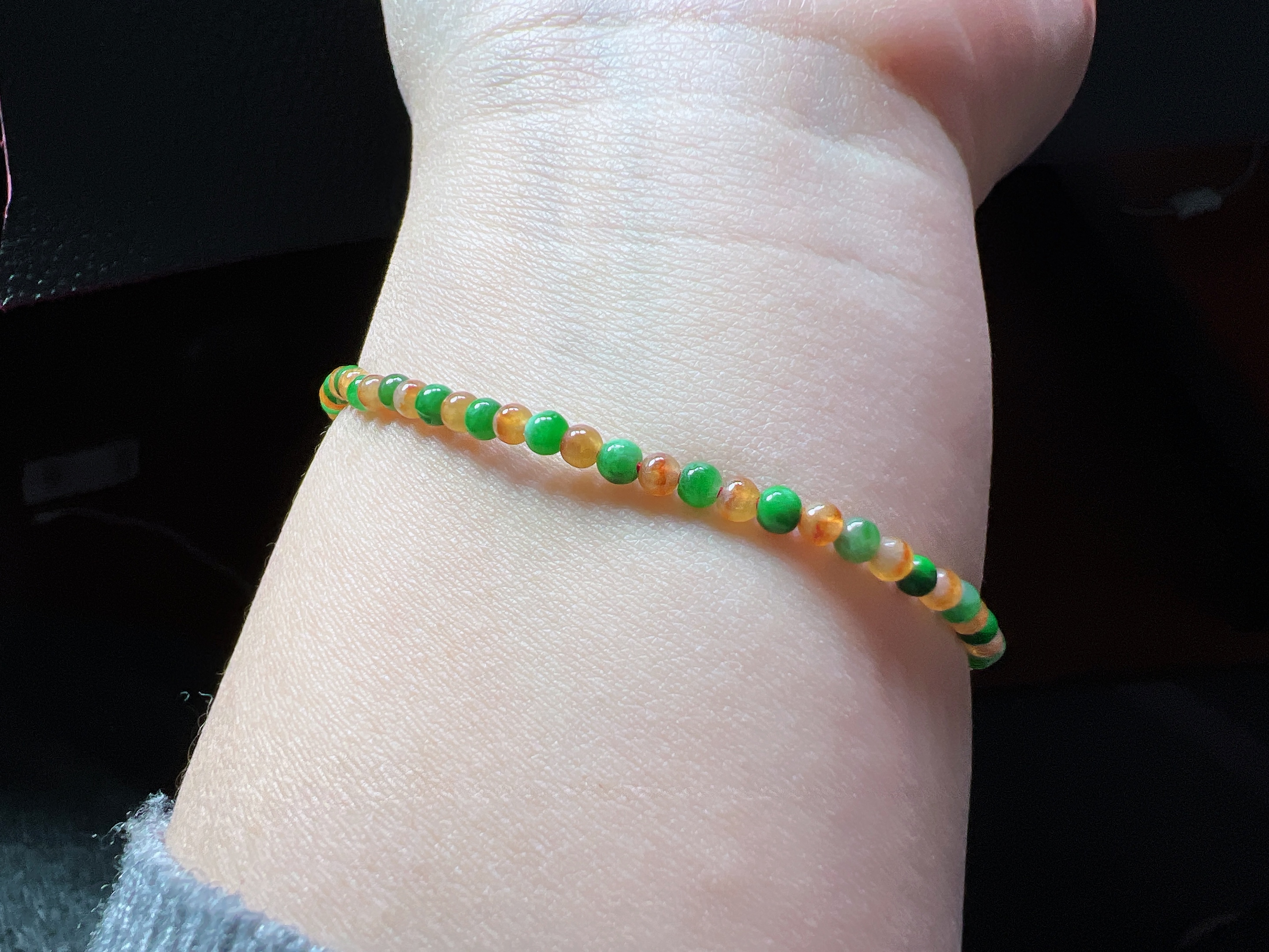 缅甸天然翡翠A货冰种特色鸳鸯珠手链，卡3.0，手围14-17可以戴