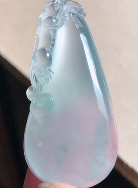 缅甸天然翡翠A货高冰福瓜，44-20.6-6.9，10.04g