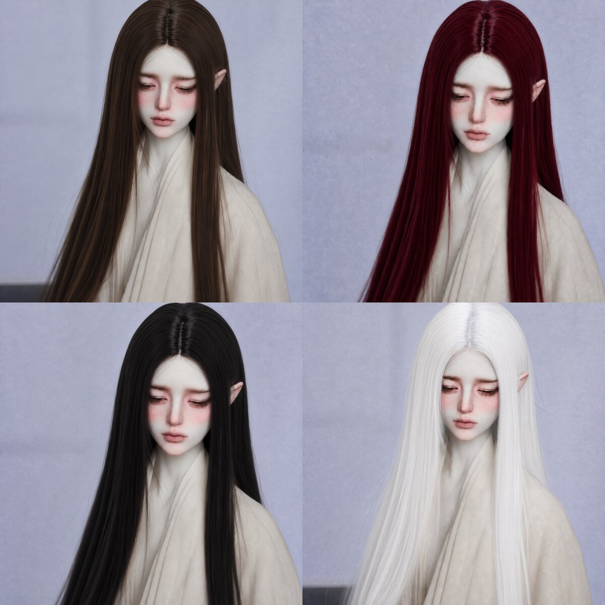 BJD娃娃中分长直发假发346BJD/SJD/胶皮