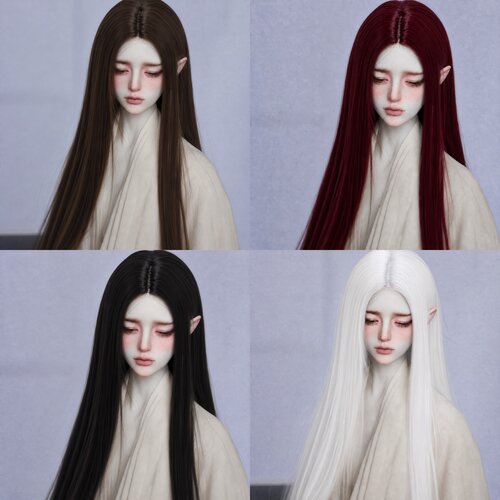 BJD娃娃中分长直发假发346分娃发cosplay古风造型假毛毛胚发套