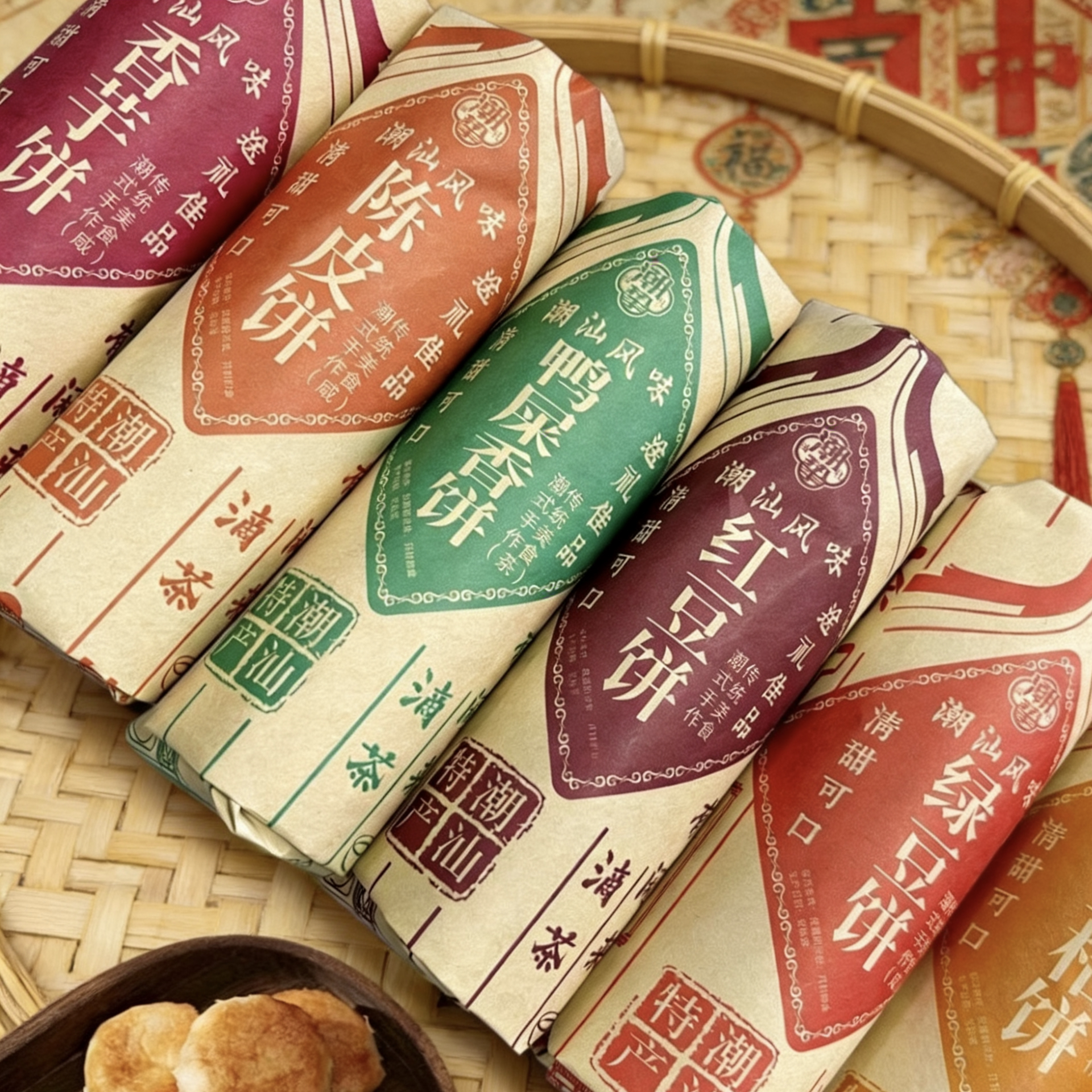 绿豆饼红豆饼广东潮汕特产汕头零食美食潮州鸭屎香陈皮饼香芋饼