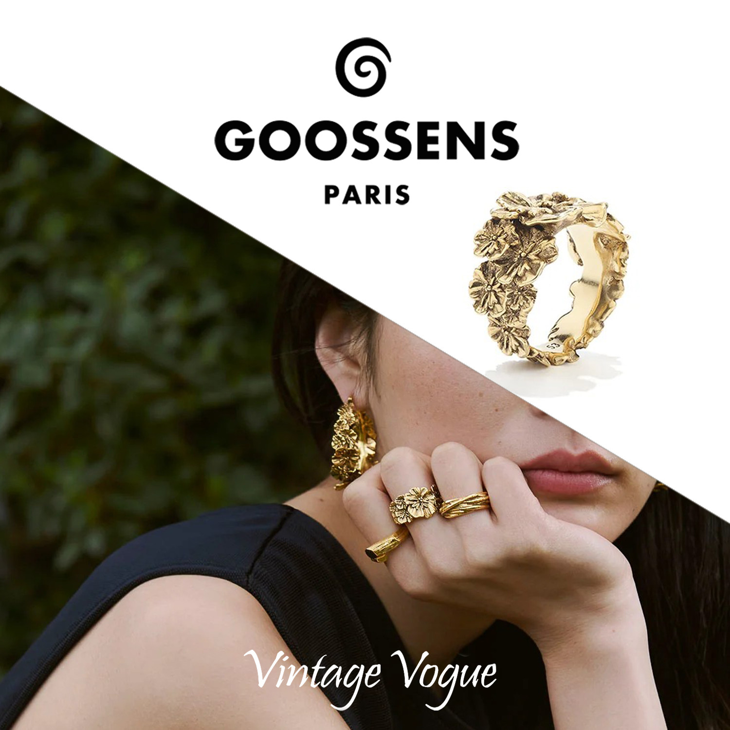 法国巴黎 Goossens 罂粟花鸡尾酒戒指镀金精致优雅明星同款时尚