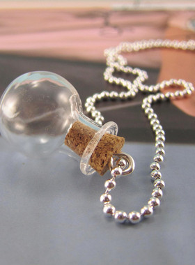 透明平底精油扩香许愿瓶毛衣链