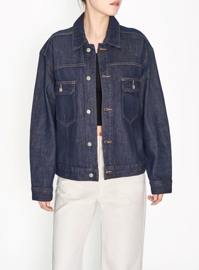 防掉色莱赛尔雪醋酸箱式牛仔外套2025秋季新品丹宁蓝外套女87015