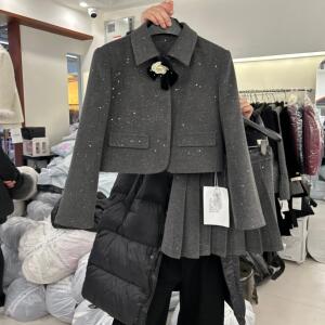 冬季修身百褶裙羽绒外套两件套女高级感甜美气质小个子时尚套装裙