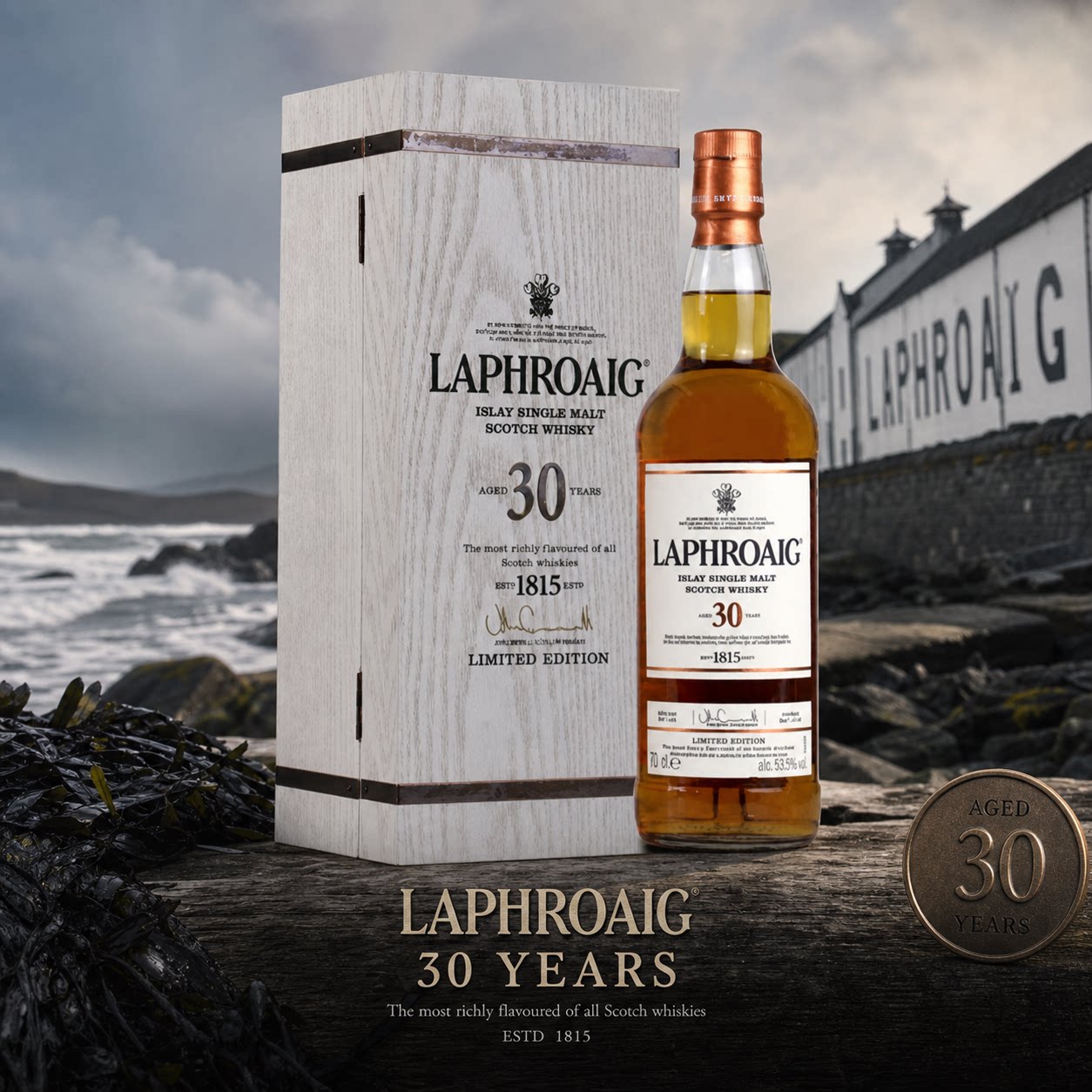 洋酒 拉弗格30年单一麦芽威士忌英国Laphroaig Scotland 木盒收藏