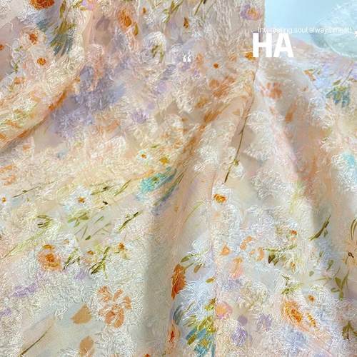 晕染印花面料发饰童装女装布料