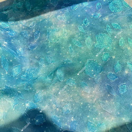 春夏蓝色星空手工礼服布料印花