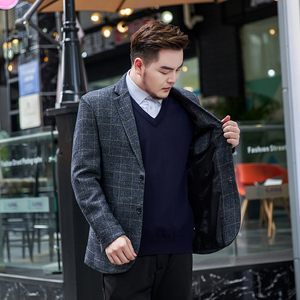 2XL-8XL格子西装男单西潮流春季休闲男士西服加肥大码2115-P165图片