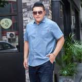 XL-8XL夏男休闲牛仔短袖衬衫时尚牛仔半袖衬衣加肥加大码1183-P55，男装T恤，星座802