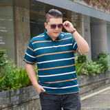 3XL-7XL男士条纹polo衫短袖商务休闲翻领保罗衫加肥加大2311P58，男装Polo衫，星座802
