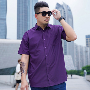 2XL-10XL夏季弹力大码短袖衬衣男休闲宽松衬衫可穿350斤8820-P45图片