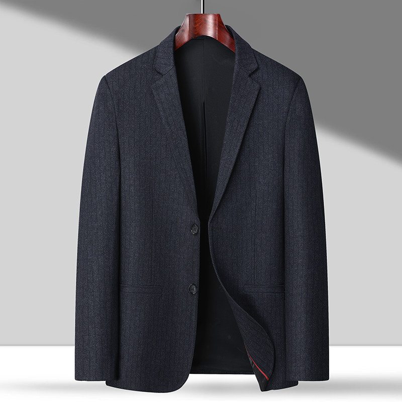 春装新款条纹大码西服毛料休闲两粒扣西装外套XZ2391P165图片