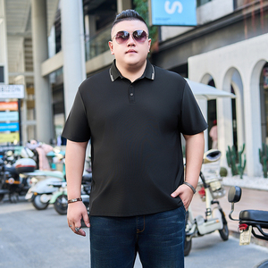 M-9XL加肥加大码男士冰丝翻领短袖 冰丝POLO短袖2095P48图片