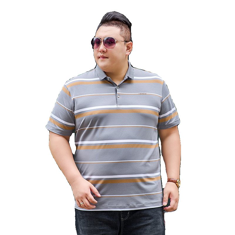 3XL-7XL男士条纹polo衫短袖商务休闲翻领保罗衫加肥加大3309P58,男装T恤,星座802
