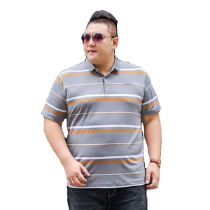 3XL-7XL男士条纹polo衫短袖商务休闲翻领保罗衫加肥加大3309P58图片