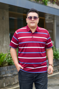 3XL-7XL男士条纹polo衫短袖商务休闲翻领保罗衫加肥加大2311P58图片