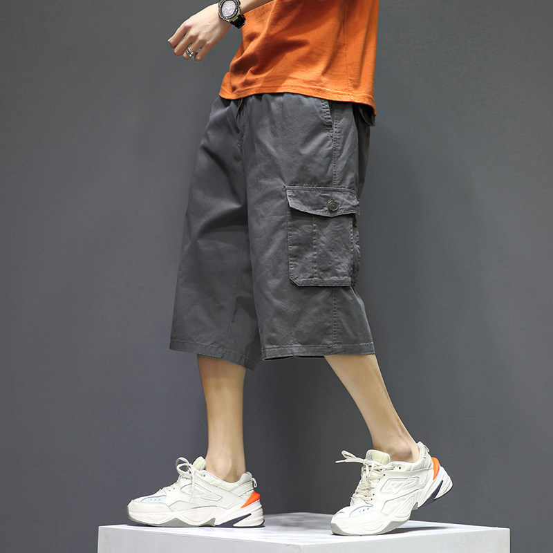 XL-6XL男士夏季薄款工装裤宽松马裤沙滩七分裤加肥加大码2022-P40,男装牛仔裤,星座802
