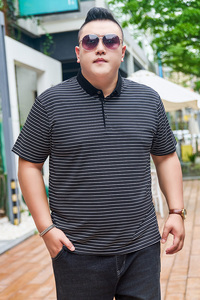 3XL-7XL 时尚潮流条纹短袖T恤 POLO衫加肥加大码9806P58图片