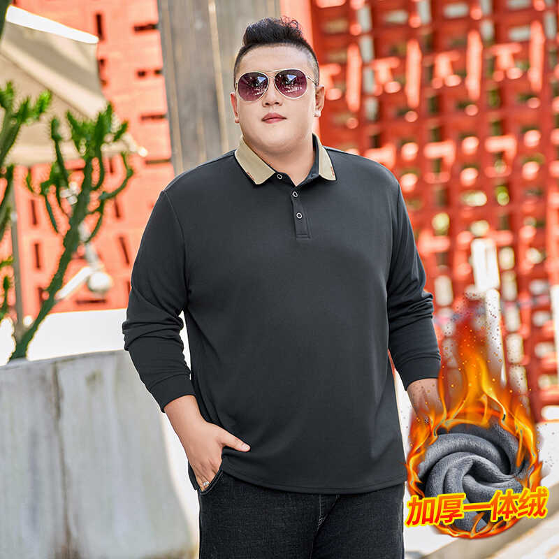 XL-9XL秋冬加绒加肥加大码男士长袖t恤polo衫男保暖上衣92P48-56,男装T恤,星座802