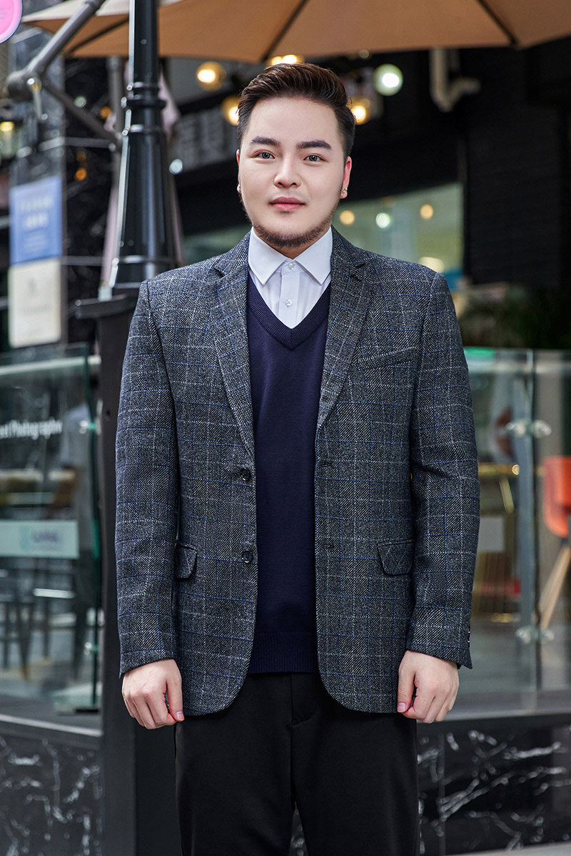 2XL-8XL格子西装男单西潮流春季休闲男士西服加肥大码2115-P165,男装西服套装,星座802