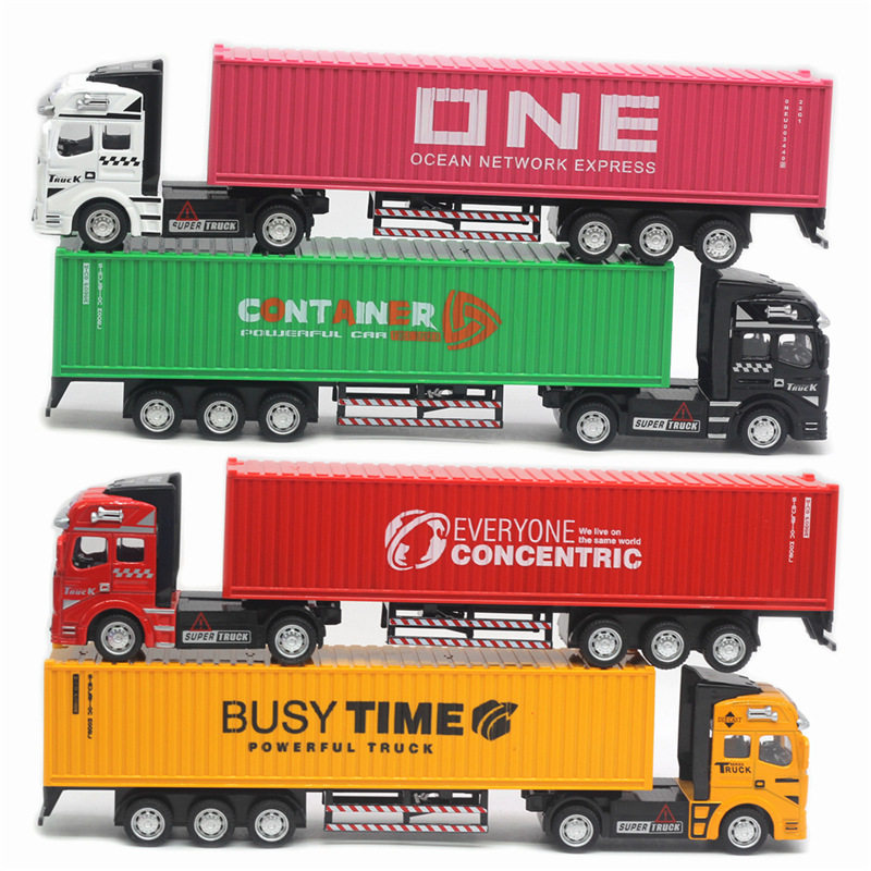 어린이 시뮬레이션 컨테이너 트럭 컨테이너 모델 합금 대형 트럭 풀백 운송 자동차 장난감 자동차 소년 선물