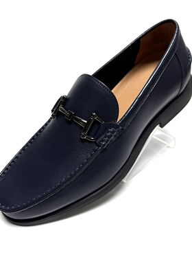 莱尔斯丹男鞋秋季新款圆头低帮真皮舒适气质男士乐福皮鞋35506