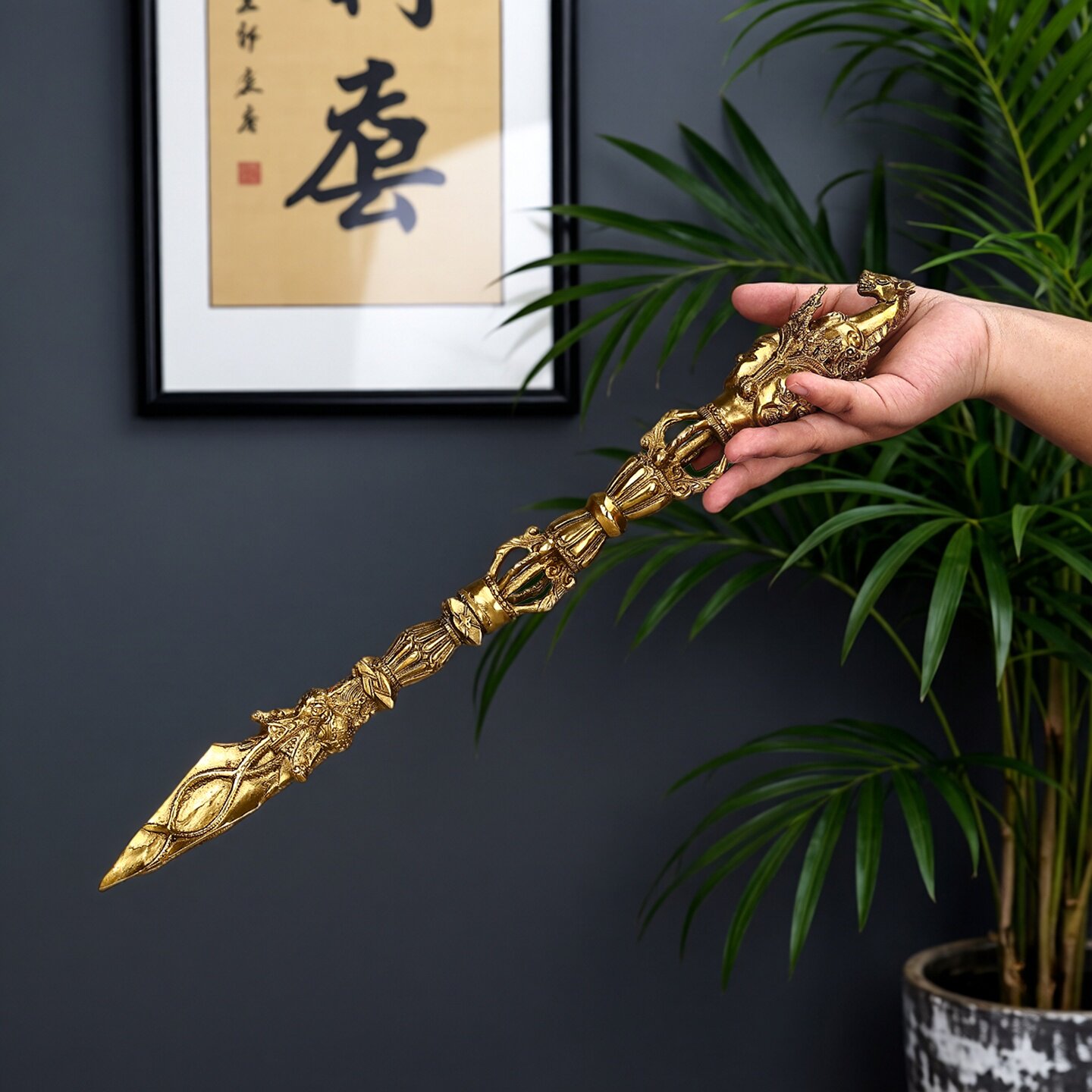 铜金刚杵装饰摆件马头普巴金刚杵工艺品家居客厅装饰品文殊剑摆设