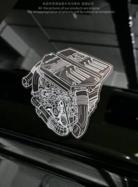宝马M新机皇S58发动机手绘贴纸BMWG8XM2 M3 M4防水反光车贴遮划痕