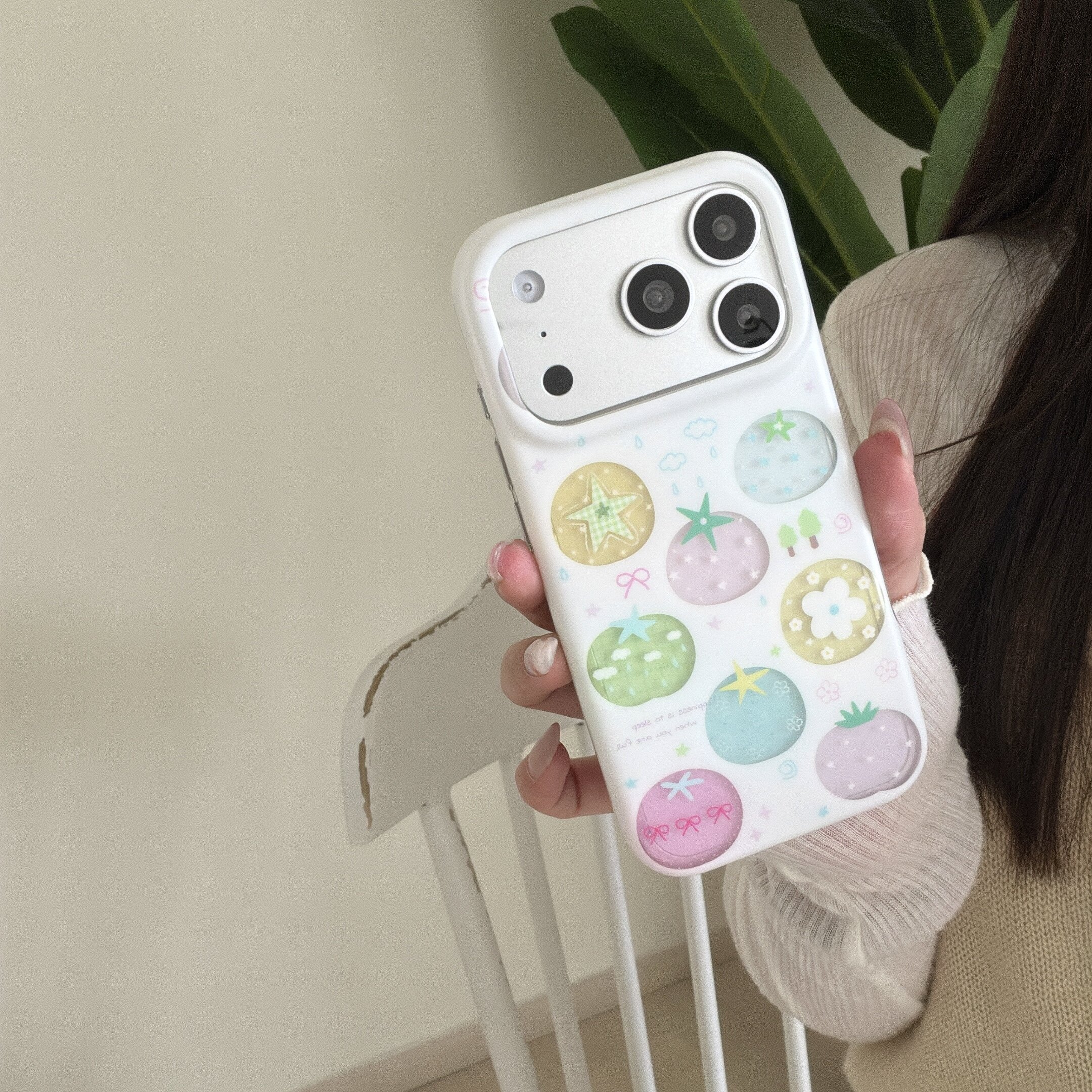 乐思茉 iPhone多彩西红柿支架双层日韩风ins风imd简约小清新高级iPhone手机壳苹果17pm适用